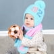 thumbnail image 3 of Gorro de bebé más terciopelo otoño e invierno gorro de punto para niños lindo oso bebé gorro de lana con protección para los oídos bufanda de dos piezas, 3 of 5