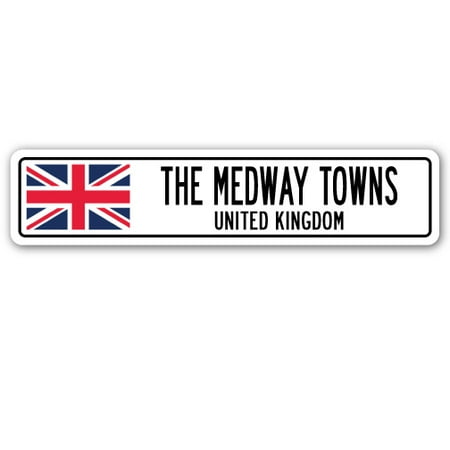 THE MEDWAY TOWNS, UNITED KINGDOM Street Sign British Britons Brits flag