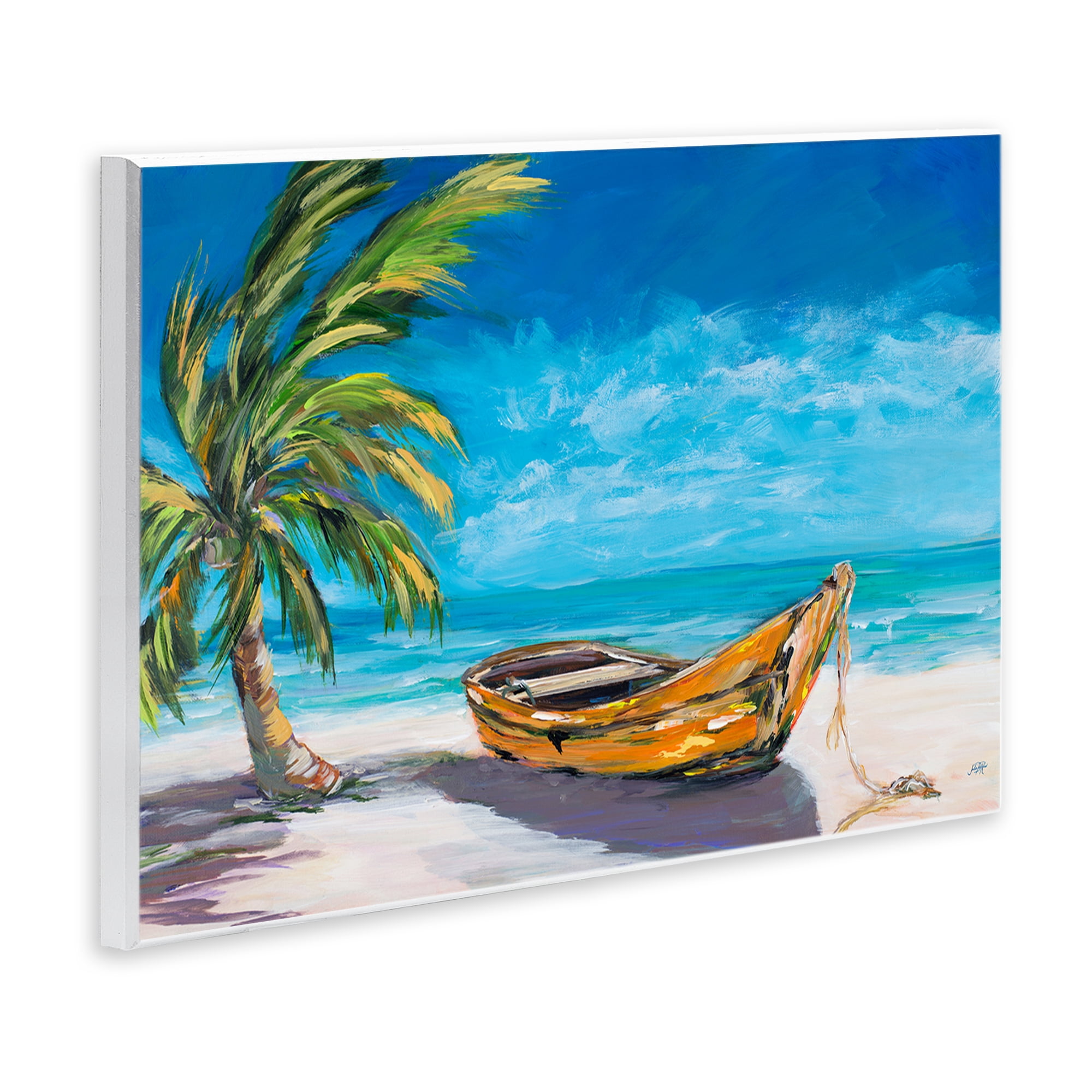 Stupell Industries Lost Island Palm & Boat Wall Plaque Art, design by Julie DeRice