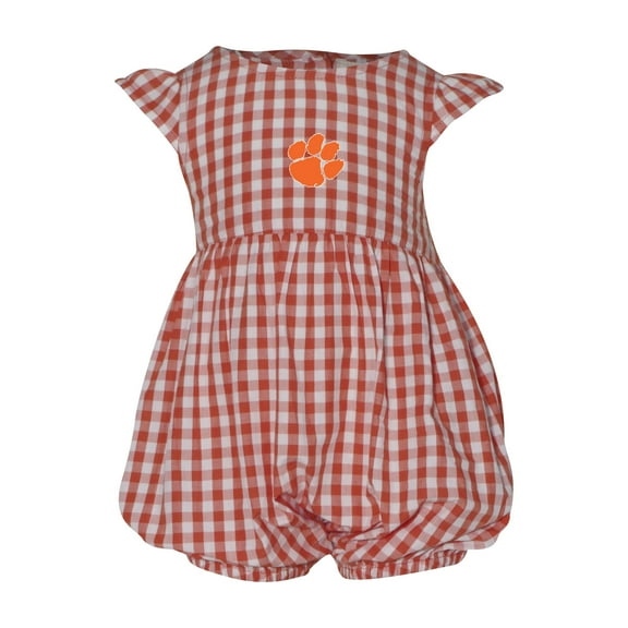 Girl's Infant Garb Orange Clemson Tigers Cara Gingham Ruffled Bodysuit