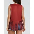 thumbnail image 5 of Women 70s Hippie Fringe Waistcoat Vest Sleeveless Cowgirl Tassel Rhinestone Vest Faux Suede Western Jacket Cardigan, 5 of 7