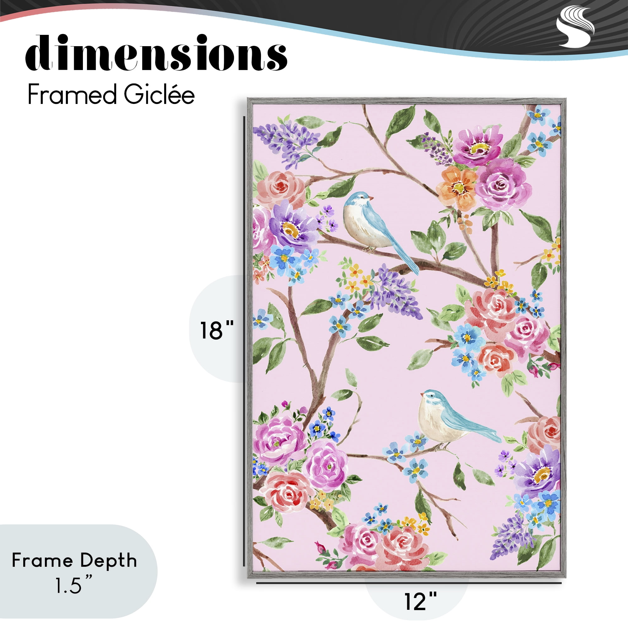 Stupell Industries Pink & Blue Spring Florals Gray Framed Giclee Art, design by Corinne Haig