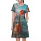 thumbnail image 1 of Easygdp Swimming Goggled Flamingo para Vestido Transpirable de Mujer, Vestido Suelto de Manga Corta con Pliegues y Bolsillos para el Verano, 1 of 6