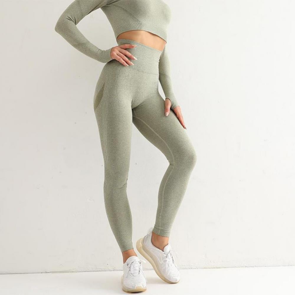 MAS FLEX Women Workout Sets Scrunch Butt Leggings Open Back Sports Bra High  Waist Seamless Leggings 2pc Gym Clothes, Khaki Green, Large : :  Clothing, Shoes & Accessories