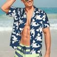 thumbnail image 4 of KLL Men's Hawaiian Shirt Short Sleeve Button Down Beach Shirts-Shark, 4 of 6