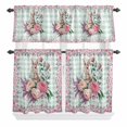 thumbnail image 2 of Kitchen Window Curtains Valance and Tier Set, Spring Easter Rabbits Egg Rod Pocket Tier Curtain Valance Set, Country Floral Green Plaid Light Filtering Cafe Curtains for Bedroom Living Room, 2 of 9