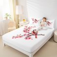 thumbnail image 4 of Manfei Cardinal Bird Twin Sheet Sets,Country Cherry Blossom Twin Fitted Sheet,White Pink Red Flat Sheet For Girl Teens,Breathable Home Decor,3-Piece, 4 of 7