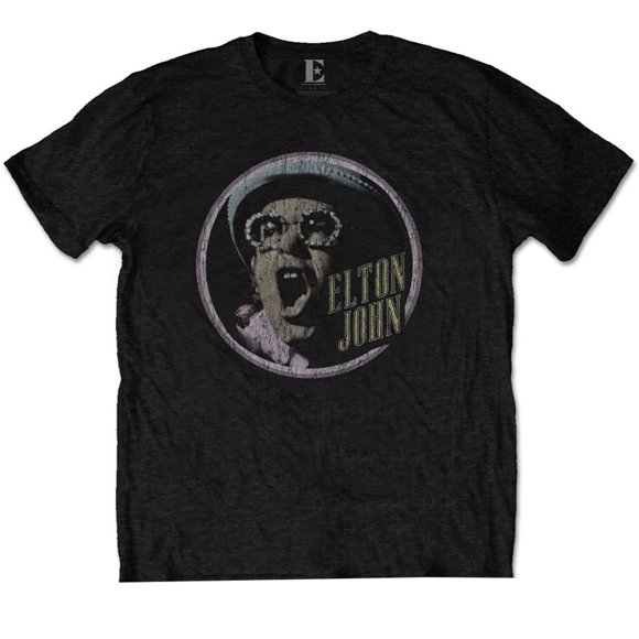 Elton John Adult Circle Cotton T-Shirt