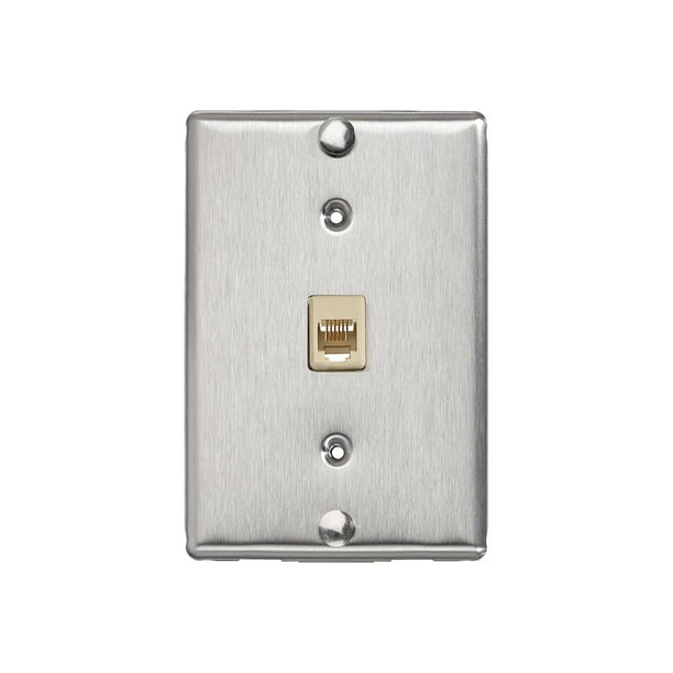 Leviton Telephone Wall Jack Flush mount outlet RJ11 brushed