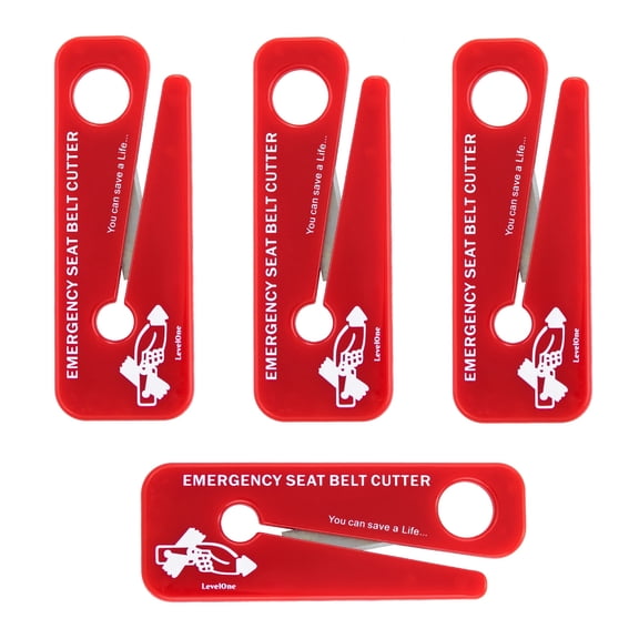 LINE2design Seat Belt Cutters - EMS Car Safety Tools, 6" x 1" x 9", Pack of 4, Red