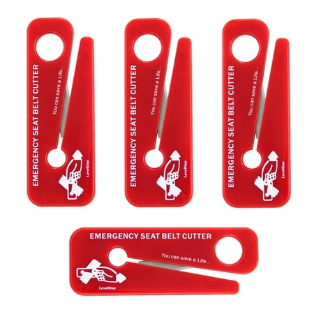 LINE2design Seat Belt Cutters - EMS Car Safety Tools, 6" x 1" x 9", Pack of 4, Red