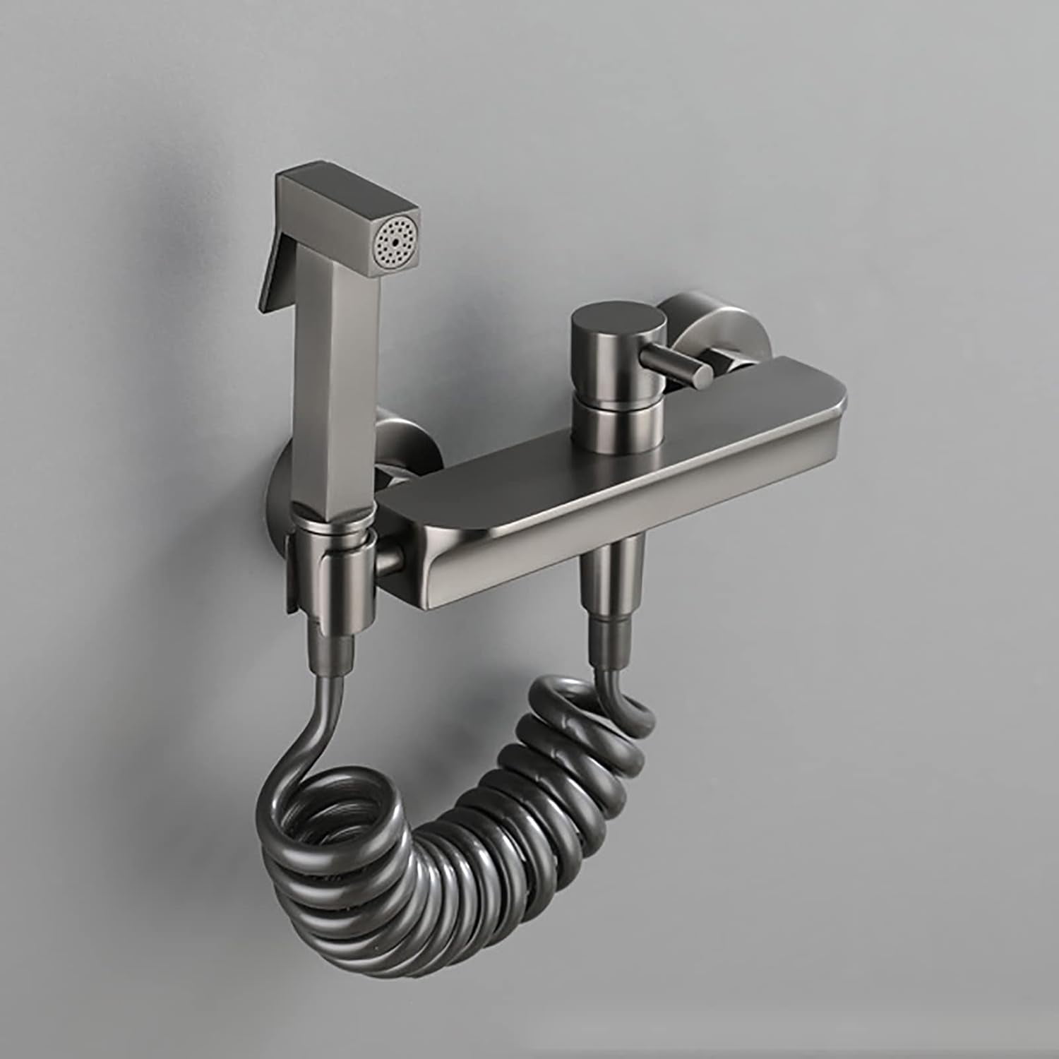 Handheld Bidet Sprayer for Toilet, Gray Brass Bathroom Cloth Diaper Sprayer Set with Cold and Hot Water, Wall Mounted Toilet Bidet Sprayer Kit for Feminine Hygiene,PVC Hose