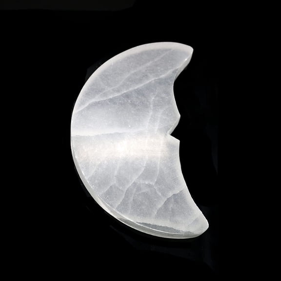 Soul Sticks 5 inch Moon Face Selenite Charging Plates For Smudge & Crystal Charging Ethically Sourced in Morocco Crystal for Smudging and Reiki