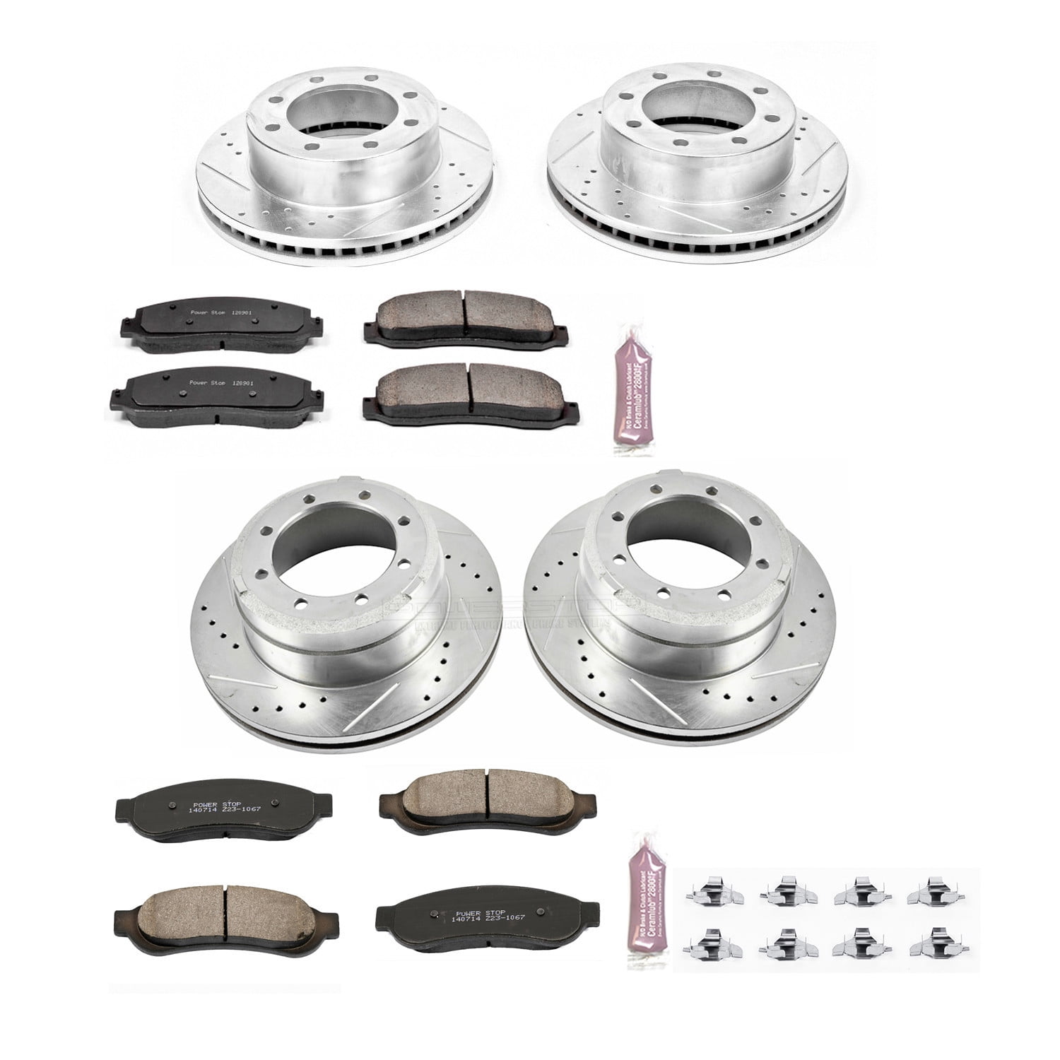 PowerStop Front and Rear Z23 Evolution Sport Carbon-Fiber Ceramic Brake Pad and Drilled & Slotted Rotor Kit Fits: FORD Select Models K4033