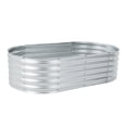 thumbnail image 3 of Aoodor Galvanized Raised Garden Bed Kit, 5.3x2.6x1.4 Ft, Oval Planter Box for Vegetables, Flowers, and Herbs, Outdoor Use, Silver, 3 of 9