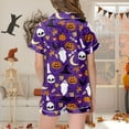 thumbnail image 3 of BOOMNY Halloween Girls 2 Peice Pajamas Sets Hallowmas Pumpkin Ghost Graphic Short Sleeve Buttons Sleepwear Tops Shorts Pjs Set for Kids Cozy Loungewear Homewear, 3 of 6