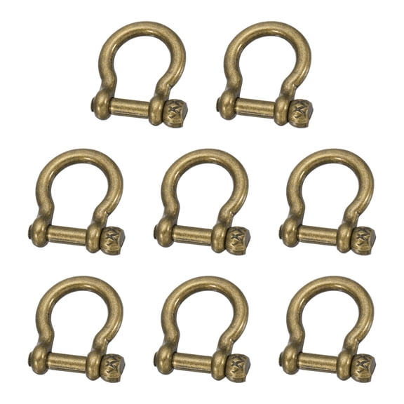 8Pcs Screw in Shackles, 8.5mm Zinc Alloy D-Ring Anchor Shackle,Bronze