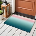thumbnail image 5 of Pink Turquoise Ombre Bathroom Mat 2x3 FT, Non Slip Small Kitchen Mat, Teal Modern Geometric Striped Abstract Art Washable Soft Backed Front Door Throw Rug Indoor Outdoor Doormat for Entryway Sink, 5 of 9
