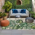 thumbnail image 2 of Summer Tropical Leaves Outdoor Rug for Patio/Deck/Porch, Non-Slip Large Area Rug 5 x 7 Ft, Vintage Botanical Green Palm Indoor Outdoor Rugs Washable Area Rugs, Reversible Camping Rug Carpet Runner, 2 of 8