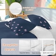 thumbnail image 3 of Pink Flower Bedding 3 Piece Duvet Cover Set Full Size, Japanese Style Floral Navy Blue Soft Microfiber Comforter Cover with Zipper Closure & Pillowcases, Wrinkle & FadeResistant Quilt Cover, 3 of 9