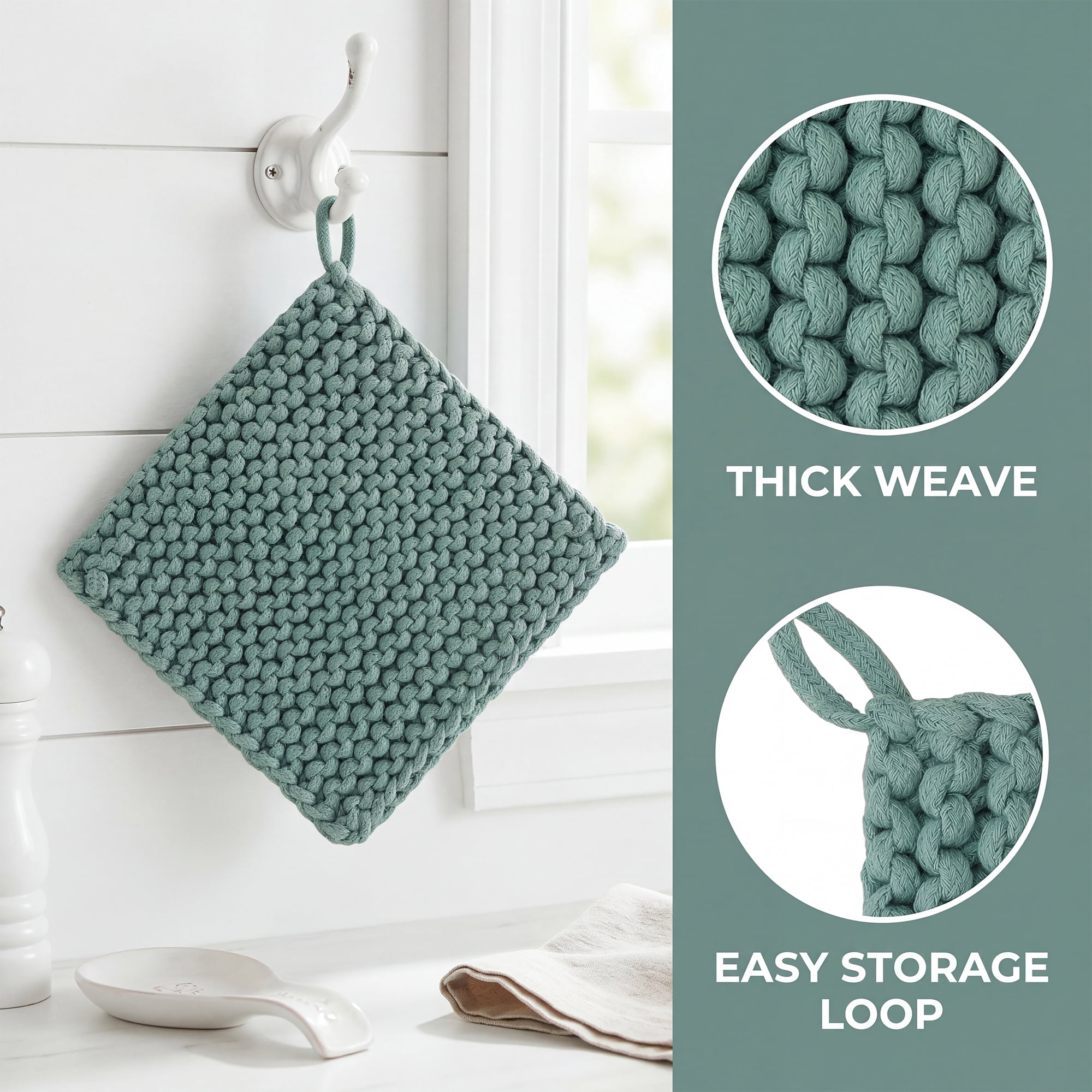 Unique Bargains Pot Holders Heat Resistant Non Slip Hot Pads Dark Green 7.5*7.5in