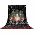 thumbnail image 2 of Santa Claus Merry Christmas Throw Flannel Blanket 40x50In Winter Snowflake Tree Red Plaid Black Super Soft Cozy Bed Blanket, Lightweight Plush Fuzzy Bed Throw for Bedroom Sofa Couch Living Room, 2 of 4