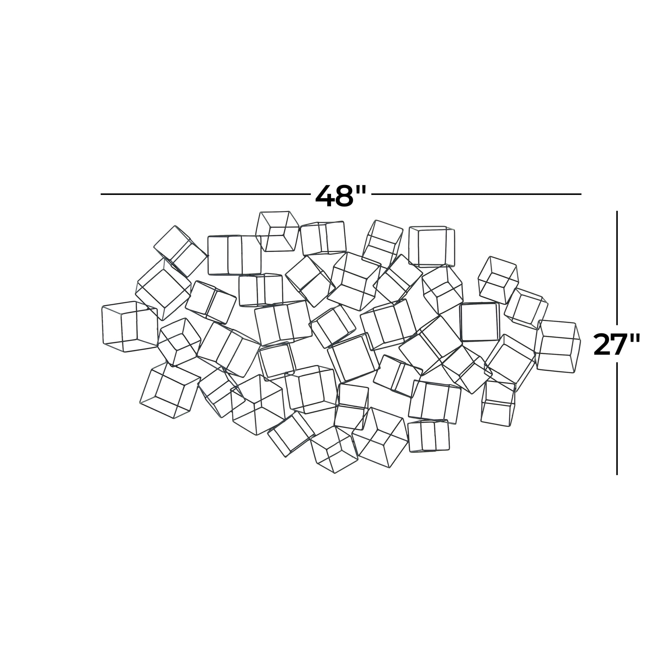 DecMode Black Metal 3D Layered Wire Cube Geometric Wall Decor