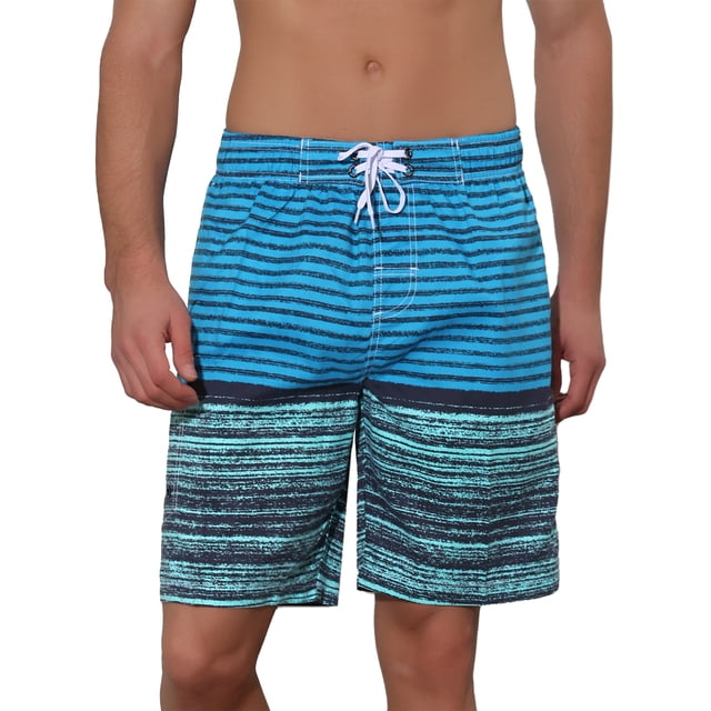 INSPIRAR CHIC Pantalones de baño con tirantes de bloque de color y rayas para hombres 34 Azul claro