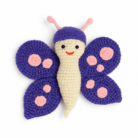 Butterfly Amigurumi Crochet Toy Handmade Plush Butterfly Toy Purple Color Cute Butterfly Gift Toy Colorful Decor & Gift