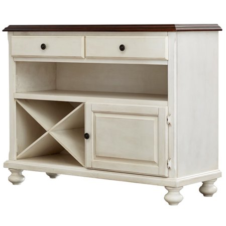 HomeStock Art Deco Dreams Server Antique White With Chestnut Brown Top