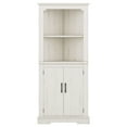 thumbnail image 6 of Bellemave 69" Tall Corner Cabinet, Freestanding Storage Cabinet with 2 Doors, 4-Tier Fluted Display Cabinet for Bathroom Living Room Home Office Hallway (White), 6 of 8
