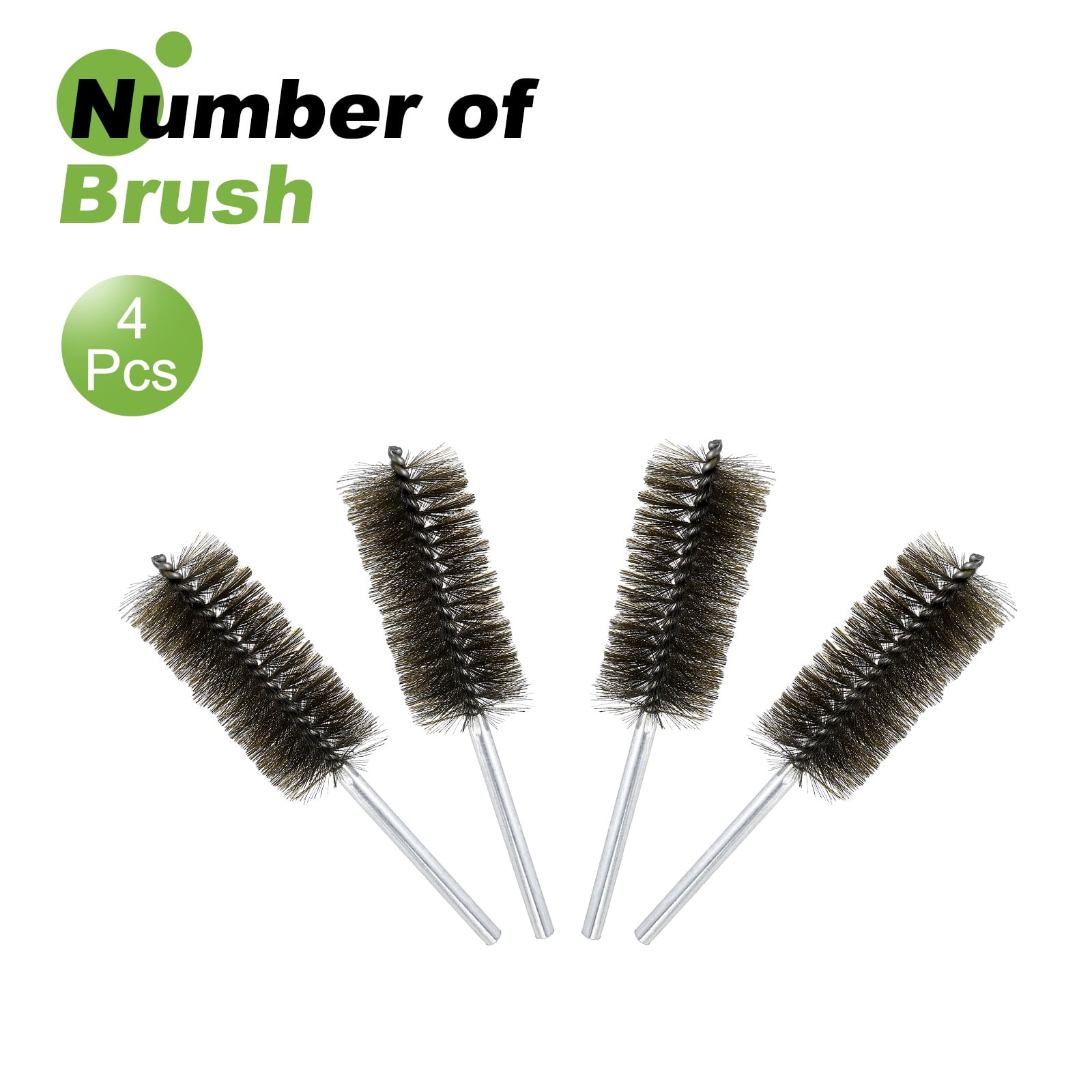 4pcs Pipe Cleaners Brush Set 1.77 Inch Stainless Steel Bristles Cleaning Brush with Ergonomic Handle for Bottles Straws Pipes Keyboards Tubes, Silver