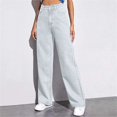 thumbnail image 6 of Holzkary Women's High Waisted Wide Leg Jeans Baggy Denim Pants Wash Casual Loose Fit Trousers with Pockets Straight Leg Jeans for Women,Loose Boyfriend Denim Pants Baggy Jeans for Women L, 6 of 9