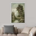 thumbnail image 5 of PixonSign Framed Wall Art Old Cottage Near Forest Tree Lake Floral/Botanical Nature Artwork Farmhouse Oil Paintings Modern Scenery Canvas Prints Contemporary for Rooms - 24"x36" White, 5 of 5
