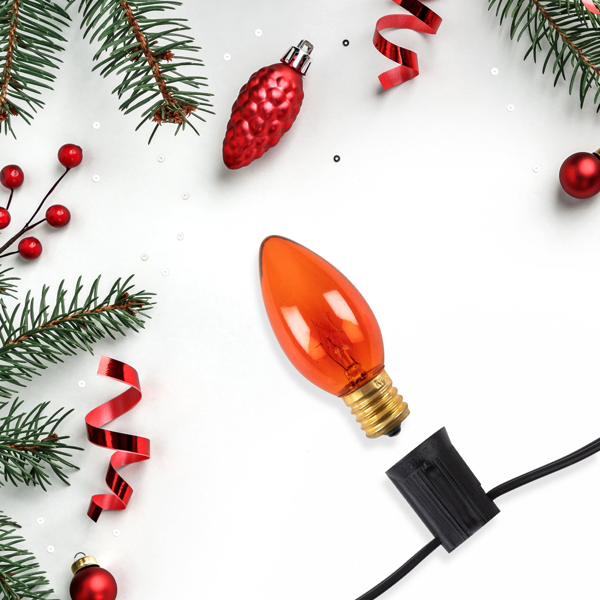 Pack of 25 Incandescent C9 Orange Christmas Replacement Bulbs
