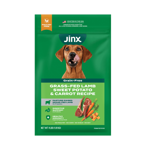 Jinx Lamb, Sweet Potato, & Carrot Dry Dog Food, Grain Free, 4 lb Bag
