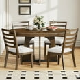 thumbnail image 3 of Harper & Bright Designs Farmhouse Extendable Round Dining Set for 4, Wood Round Kitchen Table with Leaf, 4 Upholstered Chairs for Dining Room, Walnut, 3 of 17