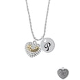 thumbnail image 2 of Delight Jewelry Goldtone Big Sister Rock on Clear Crystal Heart Silvertone Script Initial Disc - P - Charm Necklace, 20"+3", 2 of 4