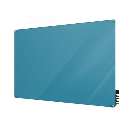 Ghent Centurion Markerboard HMYRN23BE Ghent Markerboard Harmony Glass Whiteboard with Radius Corners, 2'H x 3'W, Blue ()