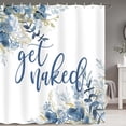 thumbnail image 3 of Get Naked Shower Curtain, Watercolor Plant Leaves Decor Waterproof Fabric Shower Curtain Set with Hooks, Blue Eucalyptus Decorative Botanical Shower Curtain 72x72 Inch, 3 of 6
