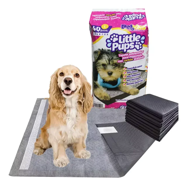 Pañal Almohadillas de Entrenamiento Pet King Products para perros y Gatos 40pz con Carbon activado Talla Grande