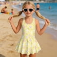 thumbnail image 3 of Tutolipy Comes with Lining Toddler Girls One Piece Swimsuits, Sleeveless Bodysuit Design Back Strap Girls One Piece Swimsuit with Skirt for Beach Summer Size 10-11 Years, 3 of 8