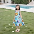 thumbnail image 5 of Crunowin Girls Summer Cotton Dress Sleeveless Round Neck Floral Print Beachwear & Midi Length Kids Lightweight Sundress Multicolor Size 5T, 5 of 5