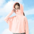 thumbnail image 3 of Girls Boys UPF 50+ Sun Hoodie Shirts with Mask and Brim Long Sleeve UV Protection Ice Silk Zip Sunscreen Clothes Pink 9-10 Years, 3 of 8