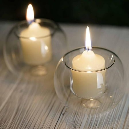 Efavormart 6 Pack | 2.5'' Crystal Clear Glass Globe Votive Candle Holder Tealight Candles Holder ...