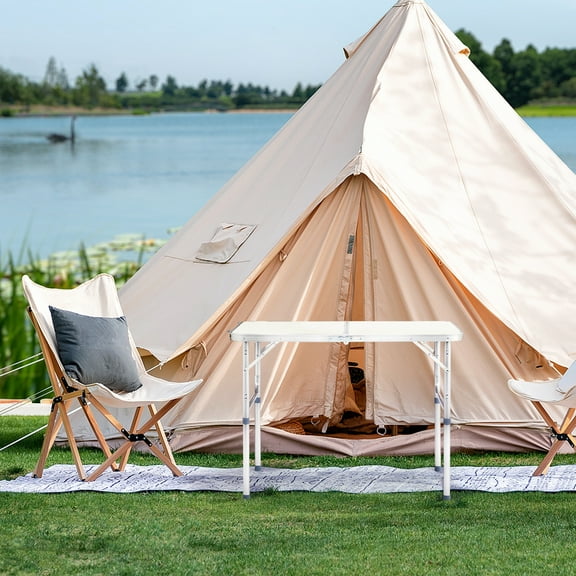 90x60x70cm Home Aluminum Folding Table - White (Lockable Legs, 3.95kg Lightweight, Space-Saving, for Family Reunions/Picnic/Camping/Buffet)