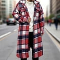thumbnail image 5 of Fmbrln Men's Long Plaid Shacket Lapel Button Down Oversized Tartan Long Jacket Casual Fall Winter Outerwear for Men, 5 of 6
