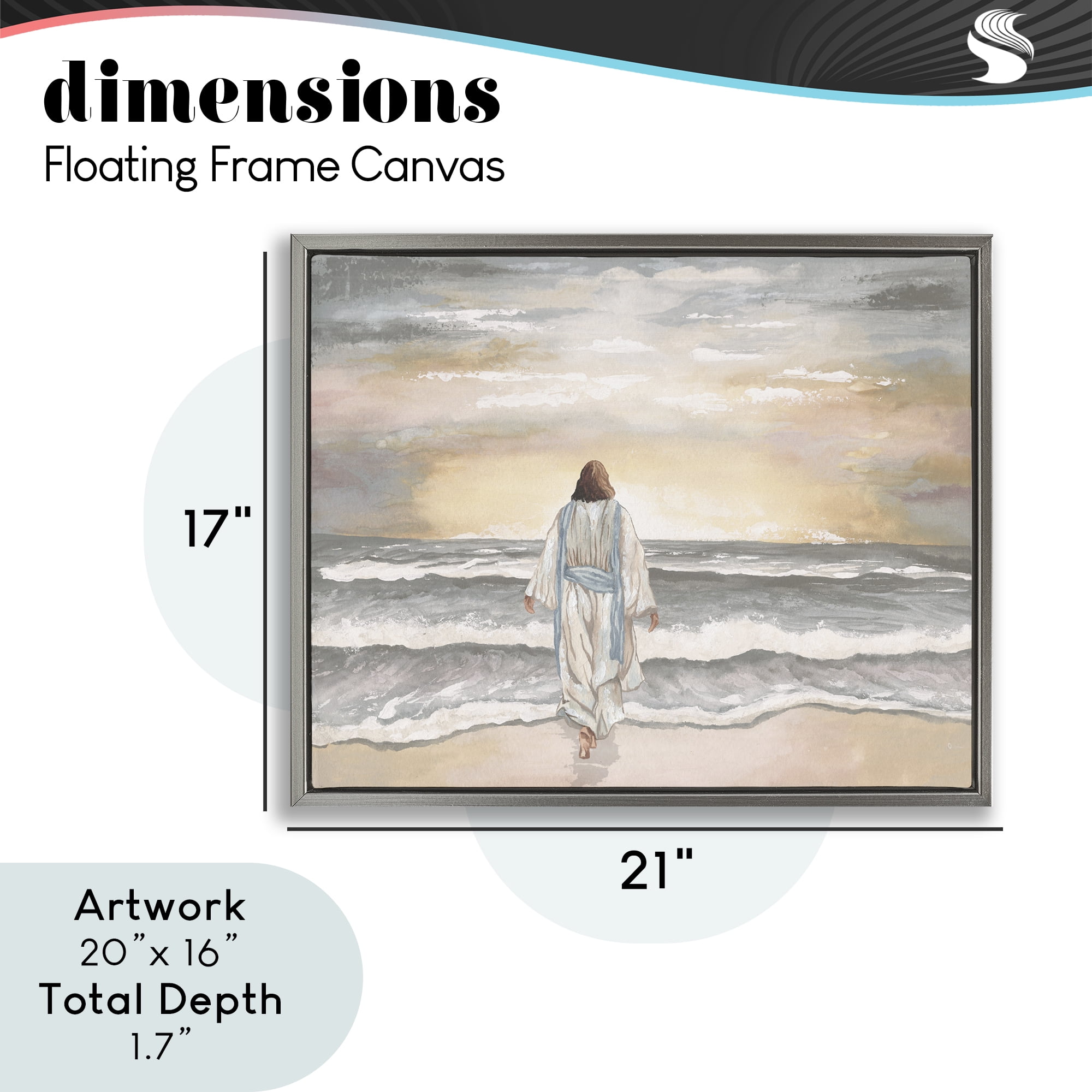 Stupell Industries Jesus Walks The Shore Gray Framed Floater Canvas Wall Art, design by Elizabeth Medley