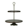 thumbnail image 6 of DecMode 14" x 18" Dark Brown Mango Wood  Tiered Server with Aluminum Bases, 1-Piece, 6 of 7