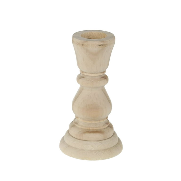 Wood Candlestick Holders, Set of 2 Retro Unpainted Wood Classic Craft Candles Stick Holder Set Wedding Decorations, Size: One size, Beige